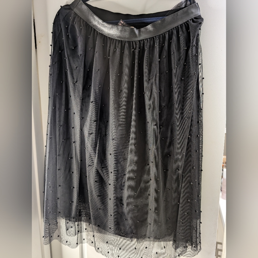 Victoria's Secret Black Mesh A-Line Skirt